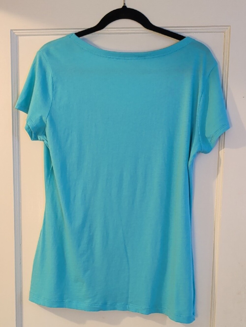 Banana Republic Short Sleeve Scoop Neck Tee - Turquoise Blue, Sz L - Picture 3 of 4